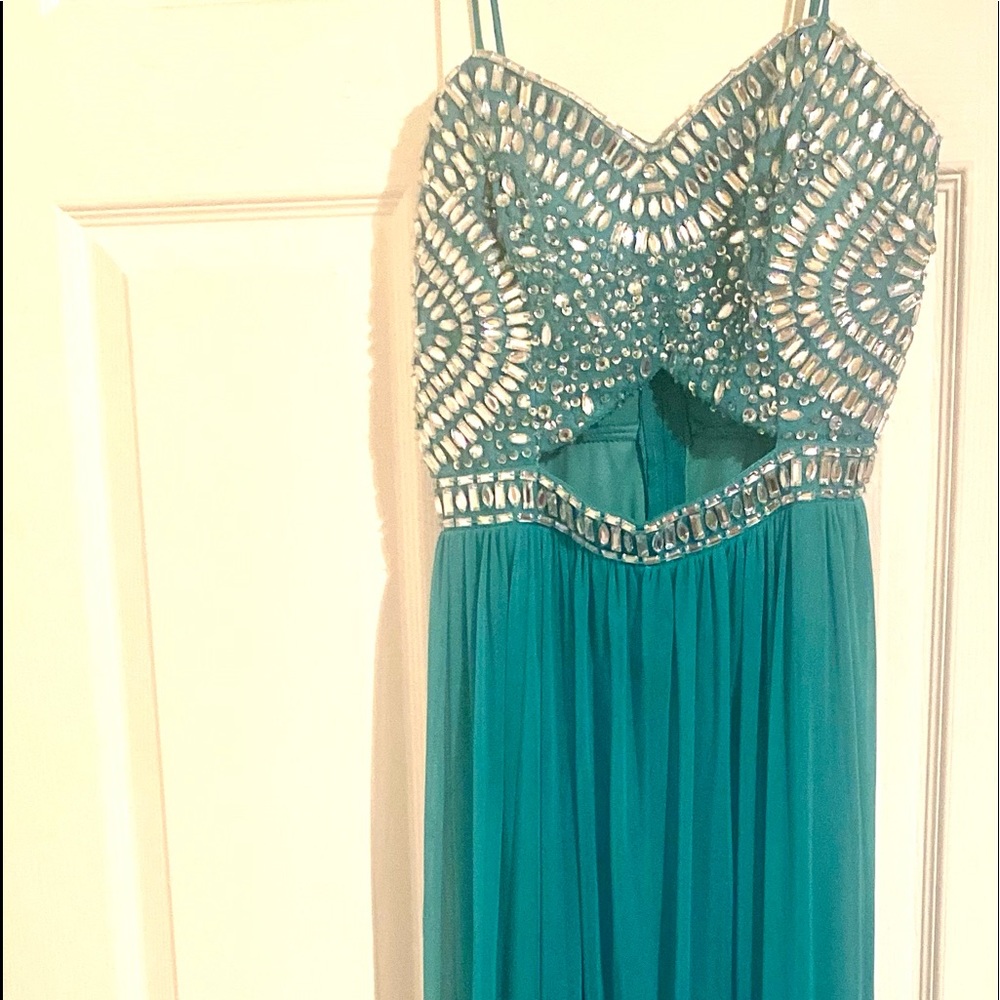 Rhinestone cut out dress
